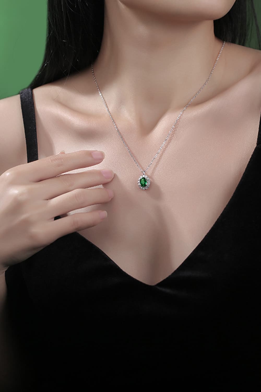 1.5 Carat Lab-Grown Emerald 925 Sterling Silver Necklace Trendsi