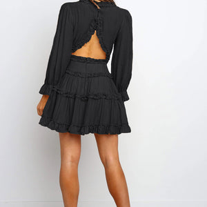 Ruffle Detailing Open Back Dress Trendsi