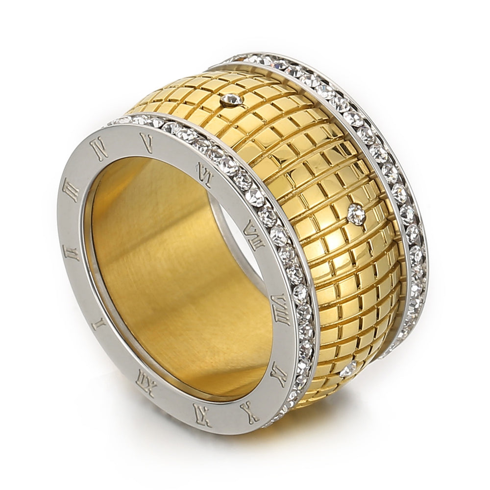 Inlaid Rhinestone Stainless Steel Ring Trendsi