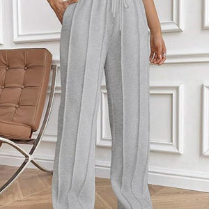 Drawstring Wide Leg Pants with Pockets Trendsi