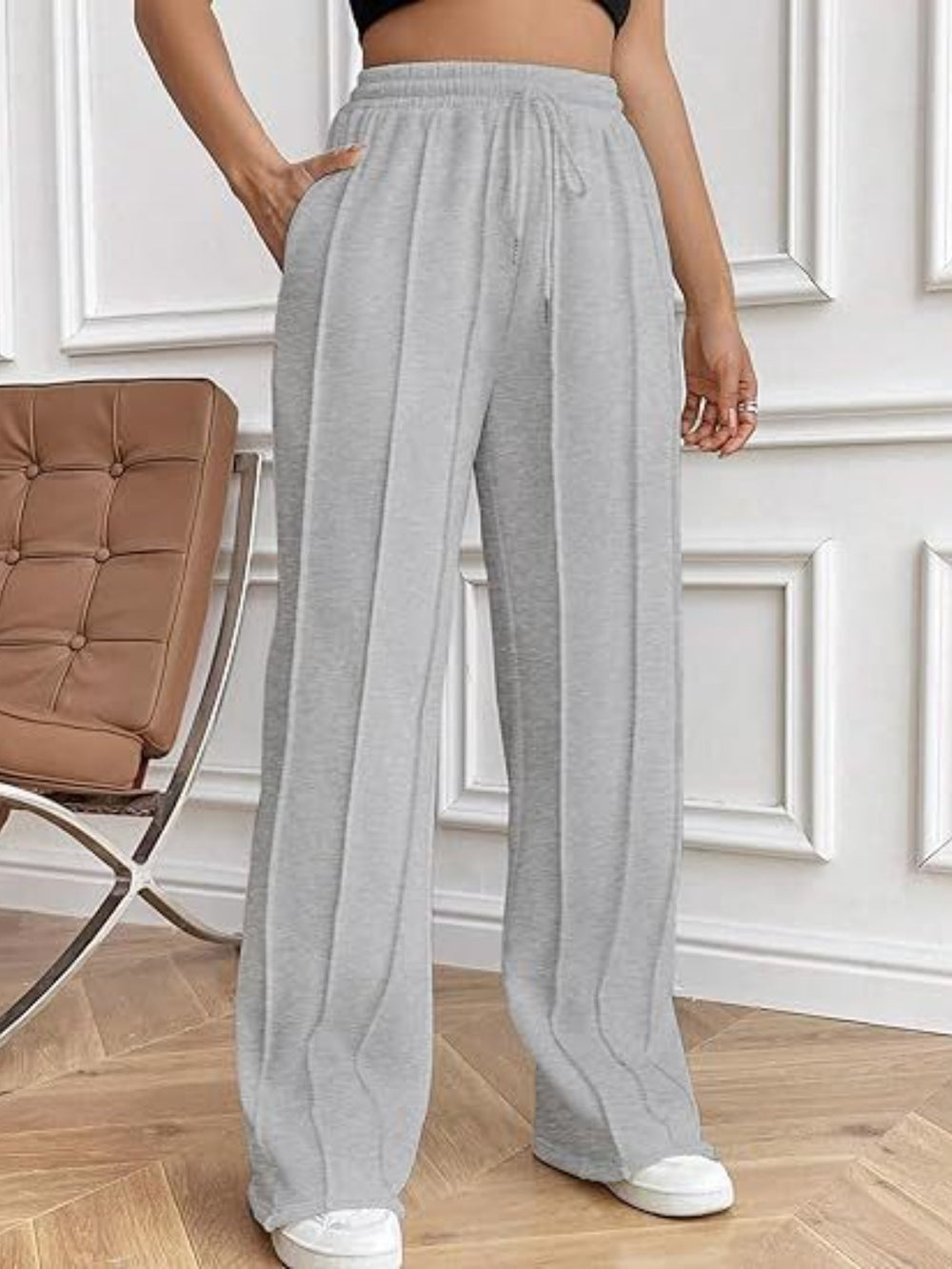 Drawstring Wide Leg Pants with Pockets Trendsi