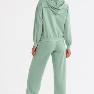 Cutout Drawstring Hoodie and Joggers Active Set Trendsi