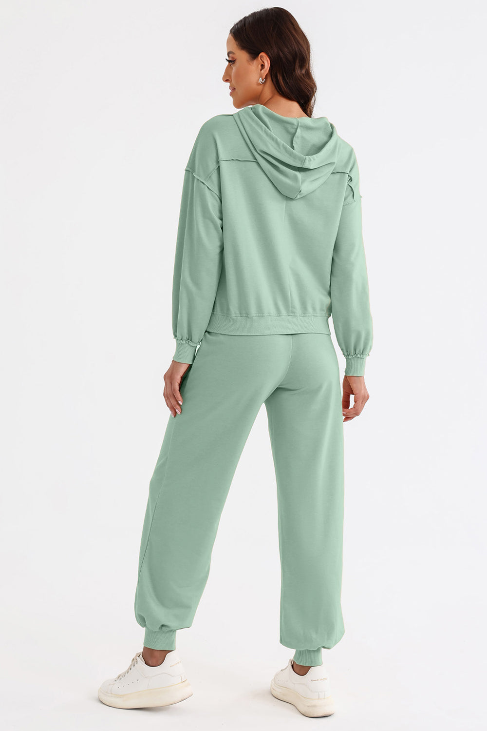 Cutout Drawstring Hoodie and Joggers Active Set Trendsi