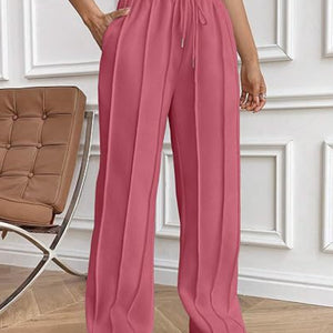 Drawstring Wide Leg Pants with Pockets Trendsi