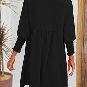 Round Neck Lantern Sleeve Mini Dress Trendsi