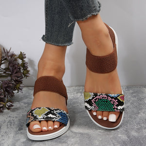 PU Leather Open Toe Low Heel Sandals Trendsi