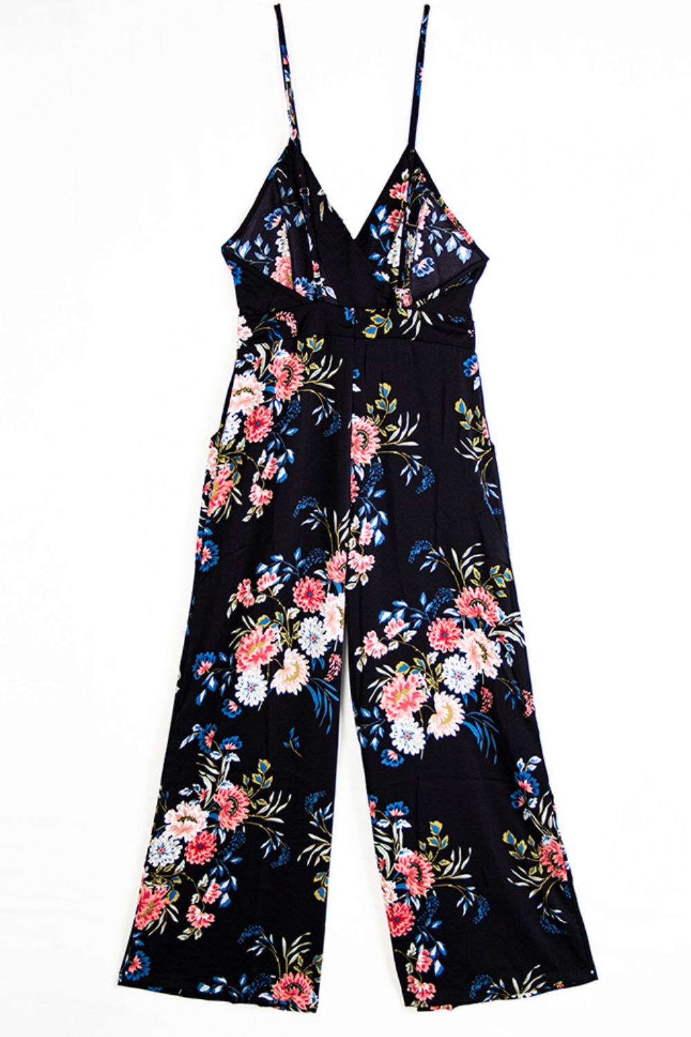 Floral Spaghetti Strap Wide Leg Jumpsuit with Pockets Trendsi