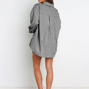 Striped Dropped Shoulder Shirt and Shorts Set Trendsi