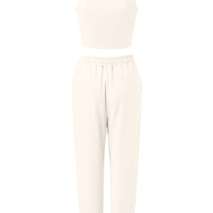 Wide Strap Top and Drawstring Joggers Set Trendsi