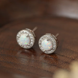 Opal 4-Prong Round Stud Earrings Trendsi