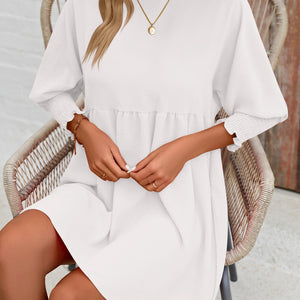 Round Neck Lantern Sleeve Mini Dress Trendsi