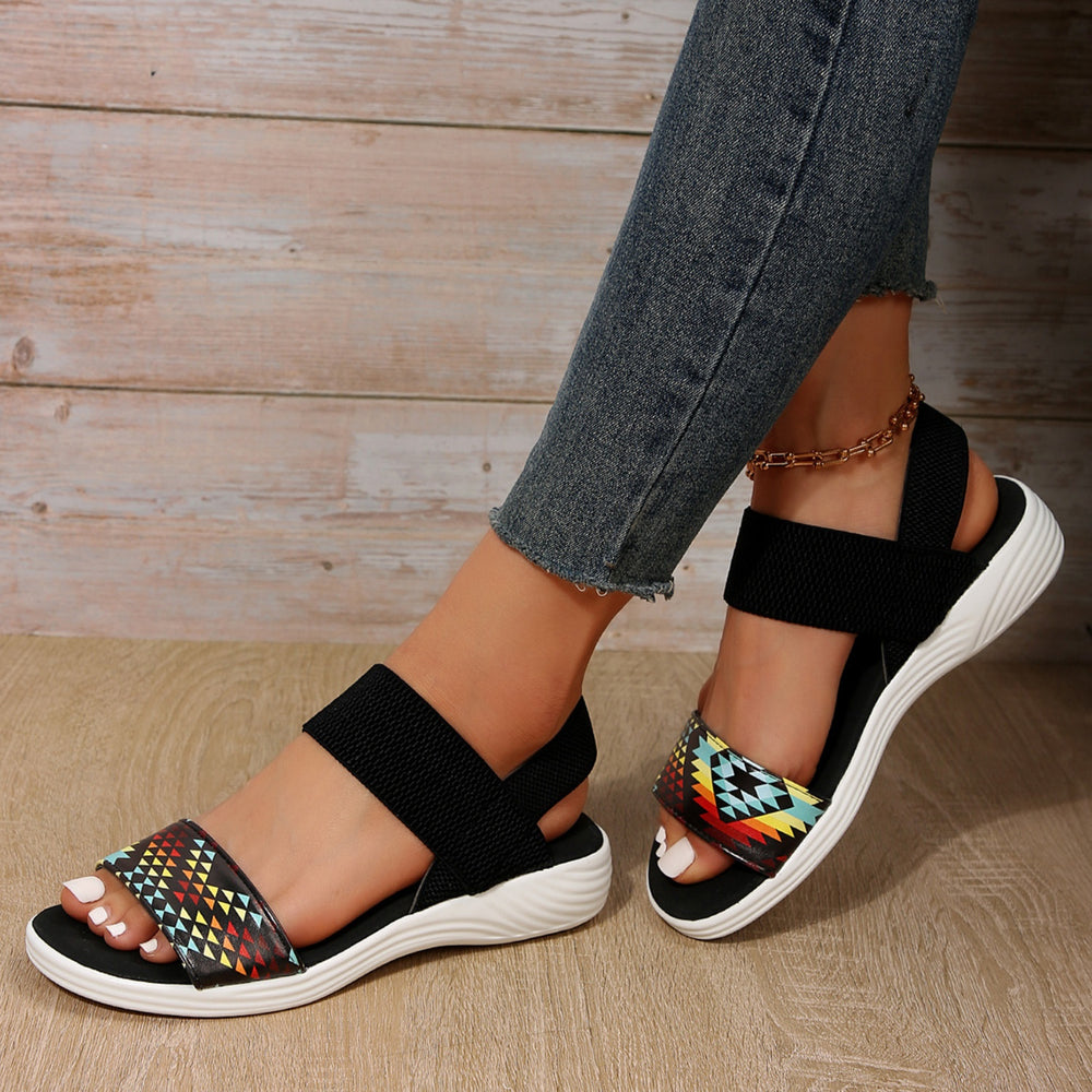 PU Leather Open Toe Low Heel Sandals Trendsi