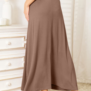 Double Take Full Size Soft Rayon Drawstring Waist Maxi Skirt Trendsi