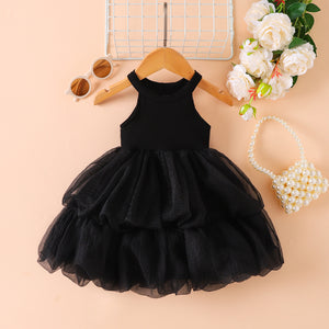 Ribbed Sleeveless Tulle Dress Trendsi