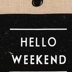 Fame Hello Weekend Burlap Tote Bag Trendsi