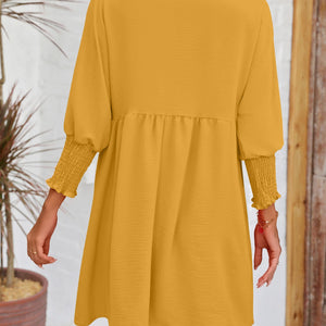 Round Neck Lantern Sleeve Mini Dress Trendsi