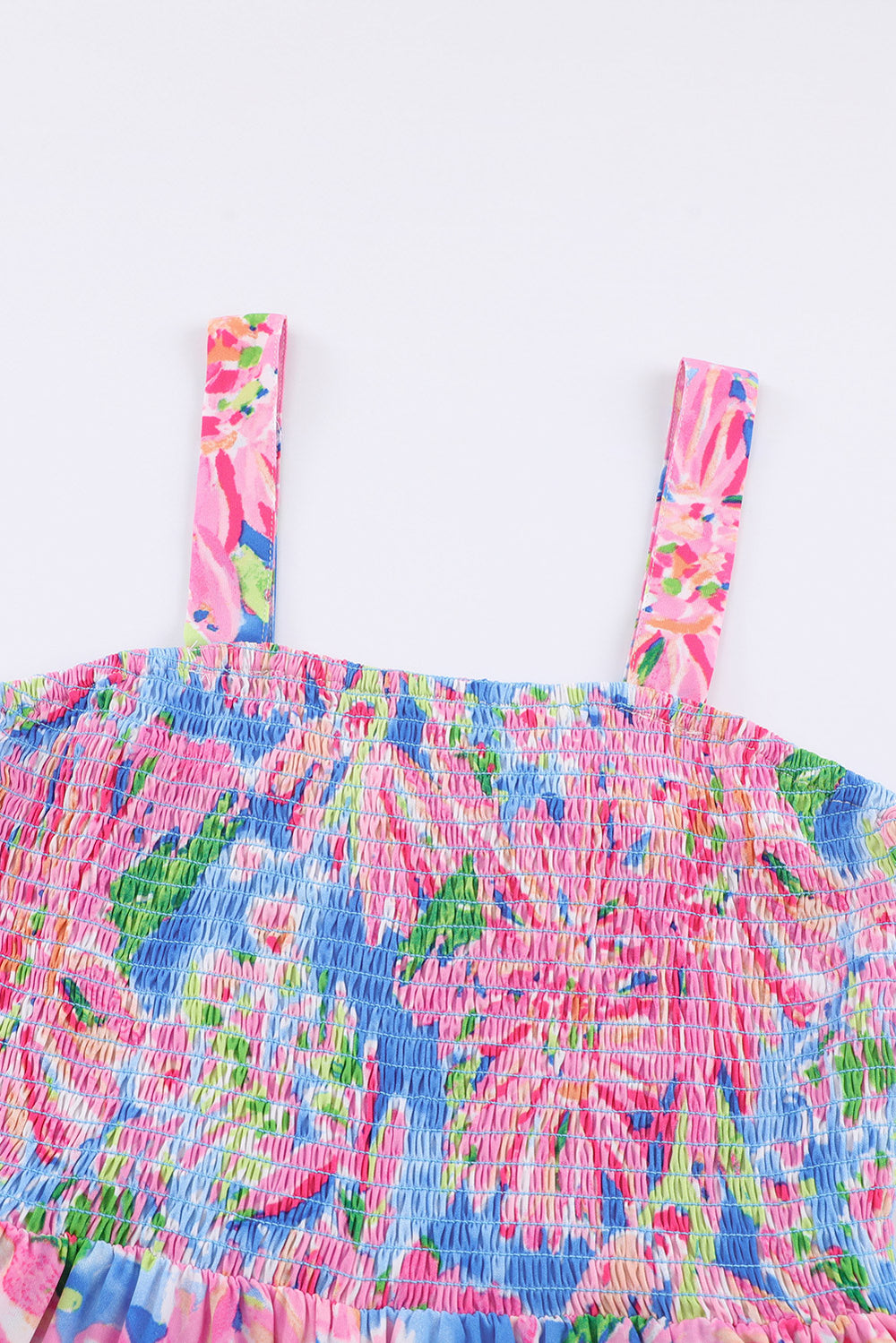 Floral Smocked Square Neck Jumpsuit with Pockets Trendsi