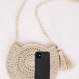 Tassel Straw Braided Strap Shoulder Bag Trendsi