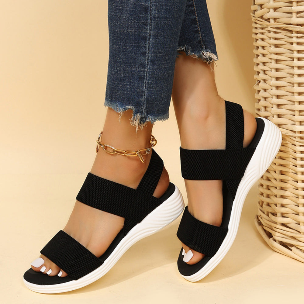 Rubber Open Toe Low Heel Sandals Trendsi