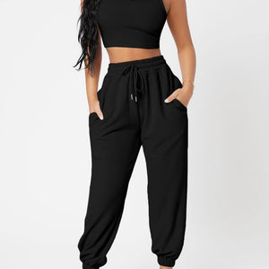 Wide Strap Top and Drawstring Joggers Set Trendsi