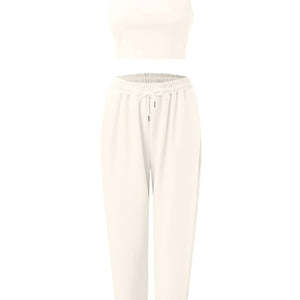 Wide Strap Top and Drawstring Joggers Set Trendsi