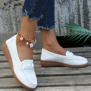 Weave Wedge Heeled Loafers Trendsi