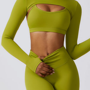 Cropped Cutout Long Sleeve Sports Top Trendsi