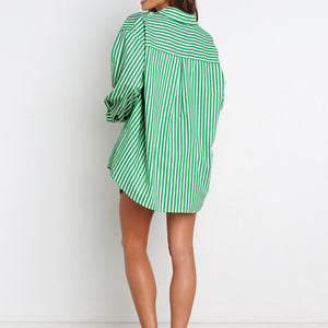 Striped Dropped Shoulder Shirt and Shorts Set Trendsi