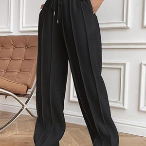 Drawstring Wide Leg Pants with Pockets Trendsi