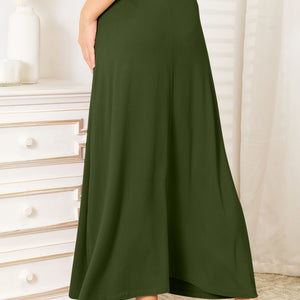 Double Take Full Size Soft Rayon Drawstring Waist Maxi Skirt Trendsi