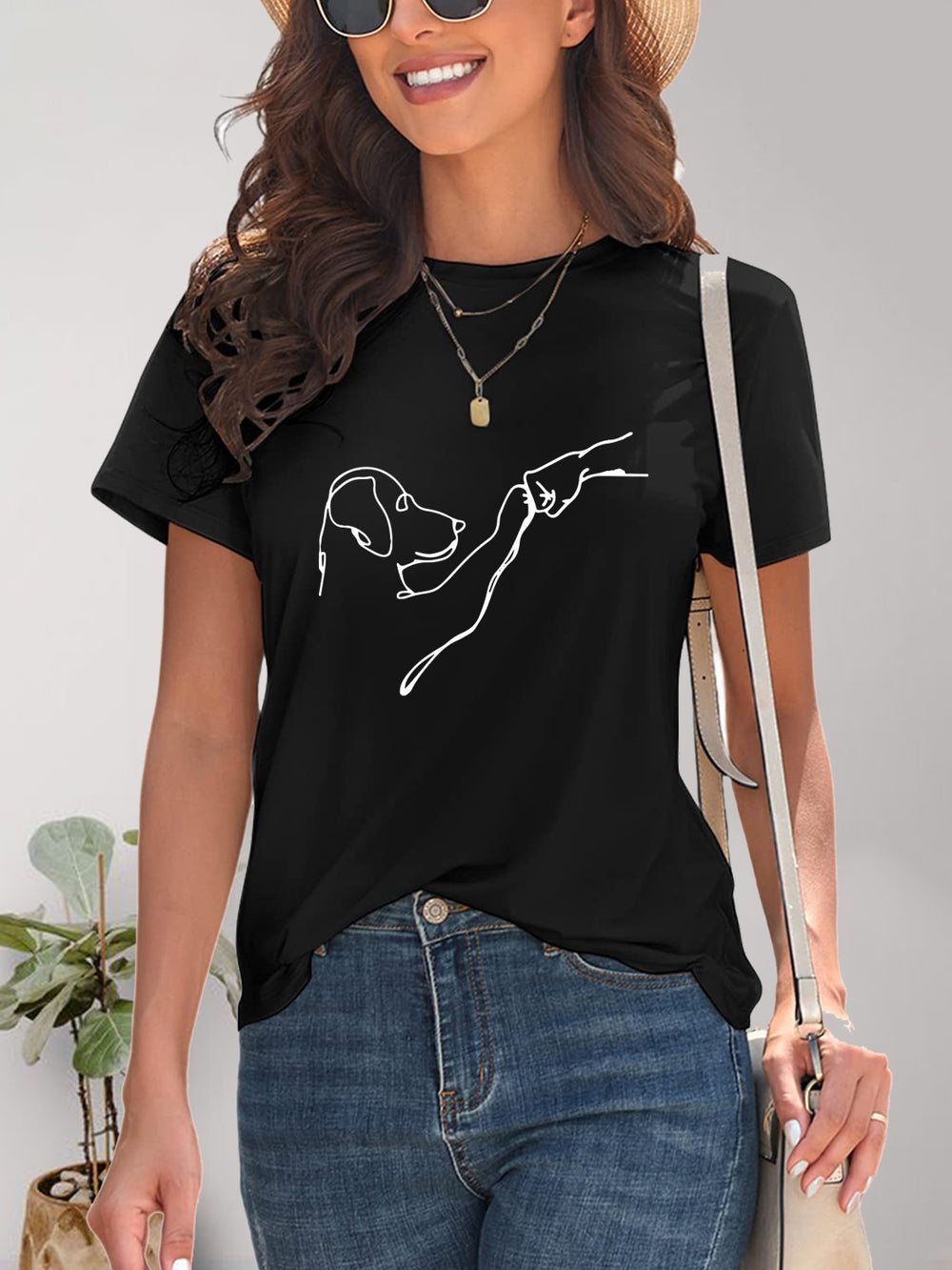 Dog Graphic Round Neck T-Shirt Trendsi