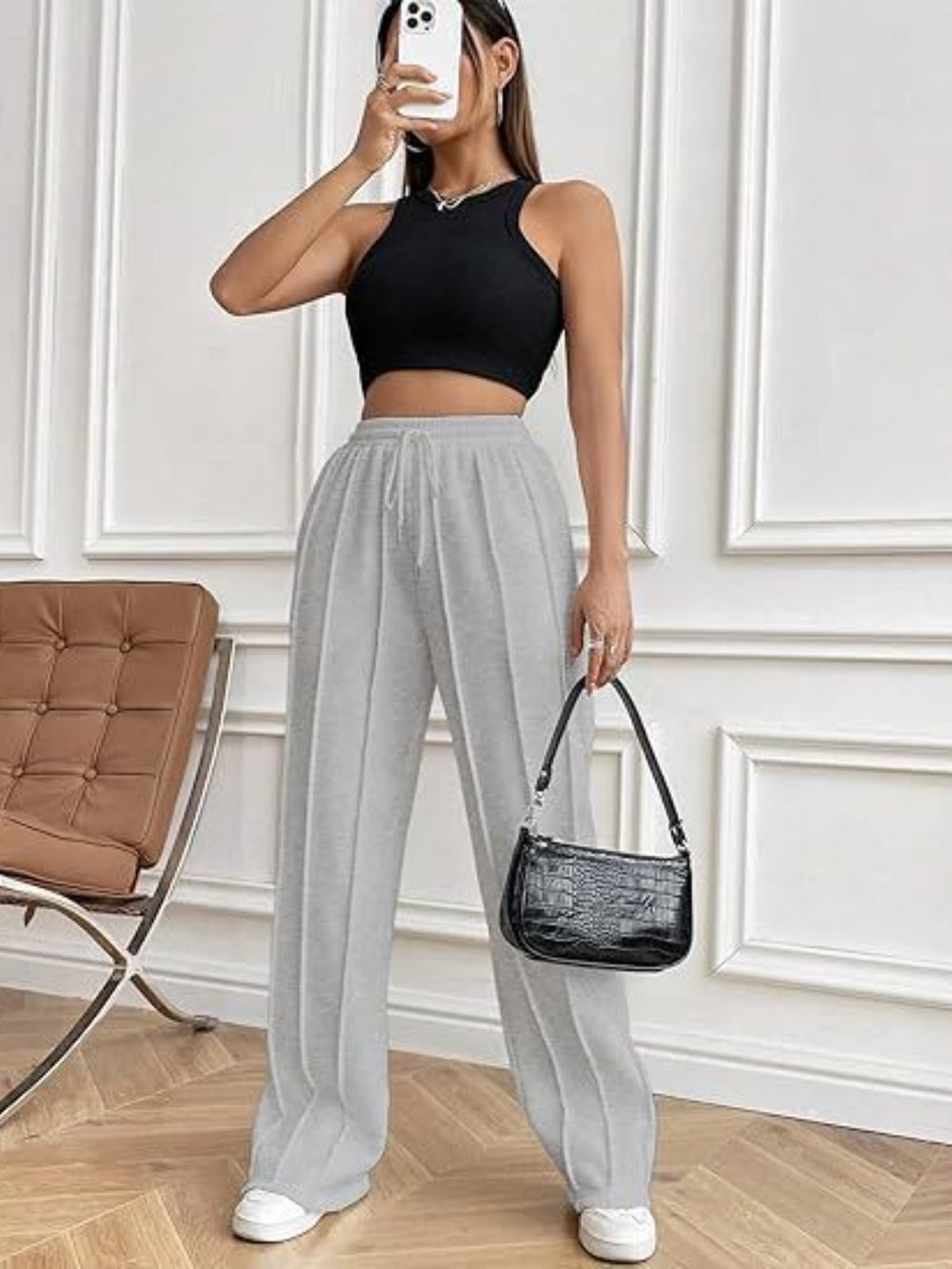 Drawstring Wide Leg Pants with Pockets Trendsi