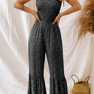 Floral Spaghetti Strap Wide Leg Jumpsuit Trendsi