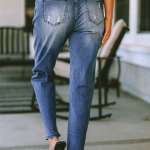 Distressed Straight Jeans with Pockets Trendsi