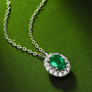 1.5 Carat Lab-Grown Emerald 925 Sterling Silver Necklace Trendsi