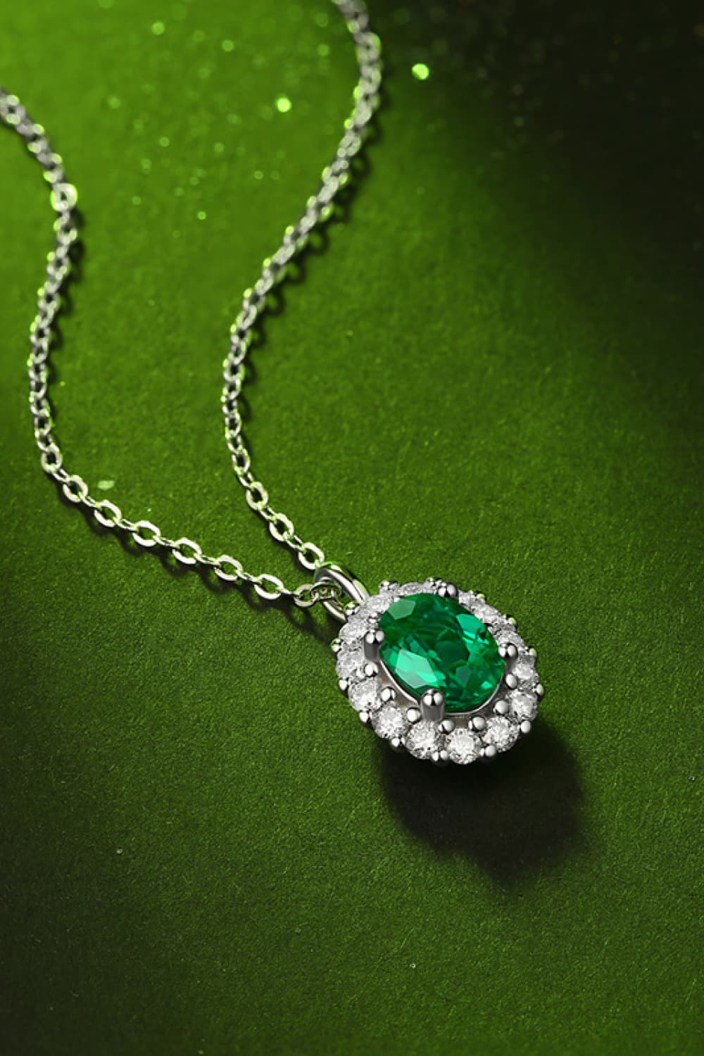 1.5 Carat Lab-Grown Emerald 925 Sterling Silver Necklace Trendsi