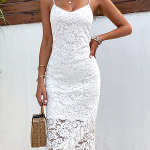 Lace Detail Spaghetti Strap Wrap Dress Trendsi