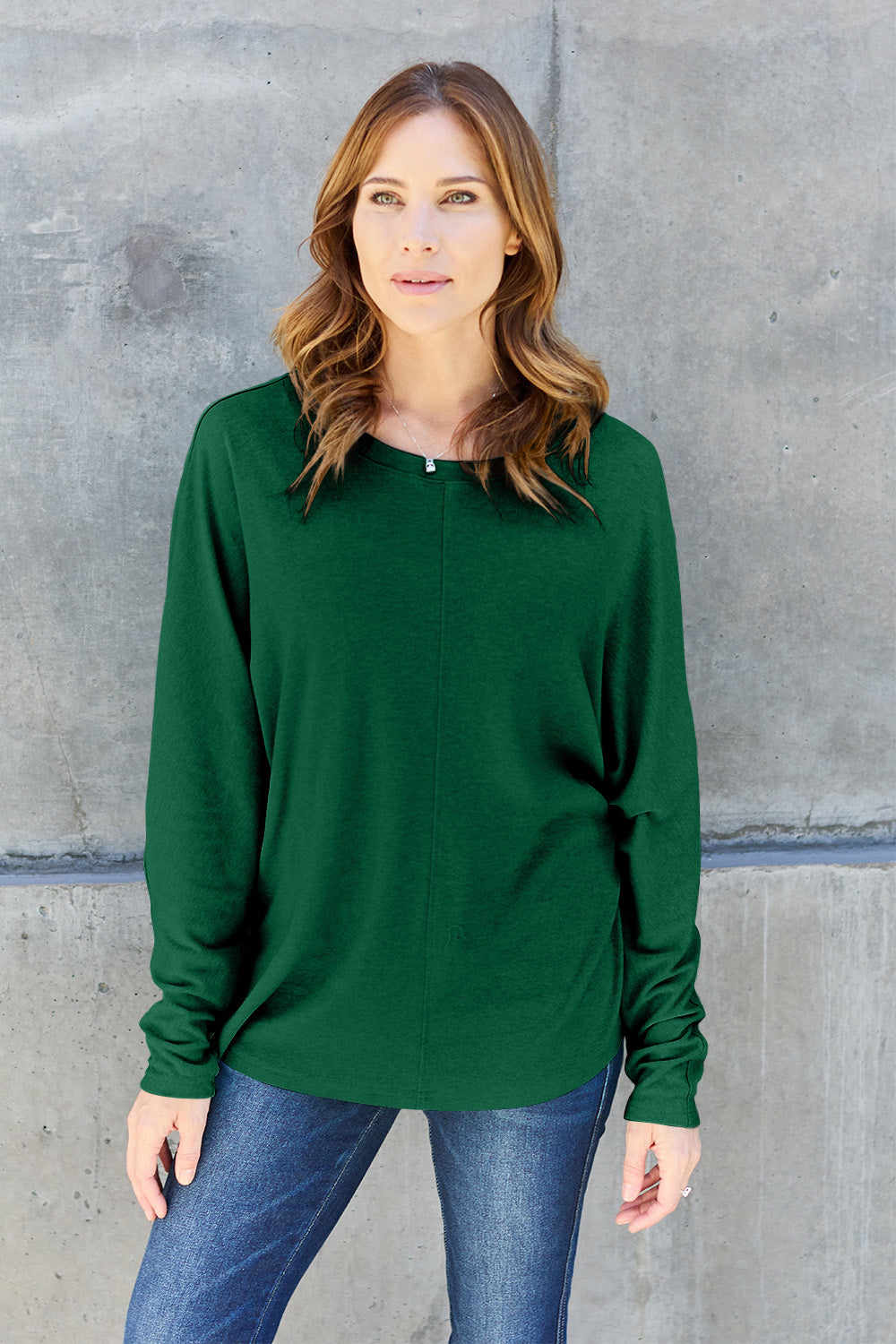 Double Take Full Size Round Neck Long Sleeve T-Shirt Trendsi