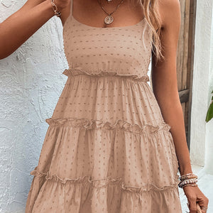 Frill Spaghetti Strap Tiered Dress Trendsi