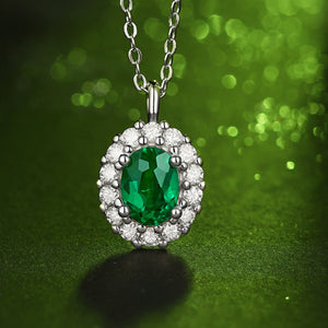 1.5 Carat Lab-Grown Emerald 925 Sterling Silver Necklace Trendsi