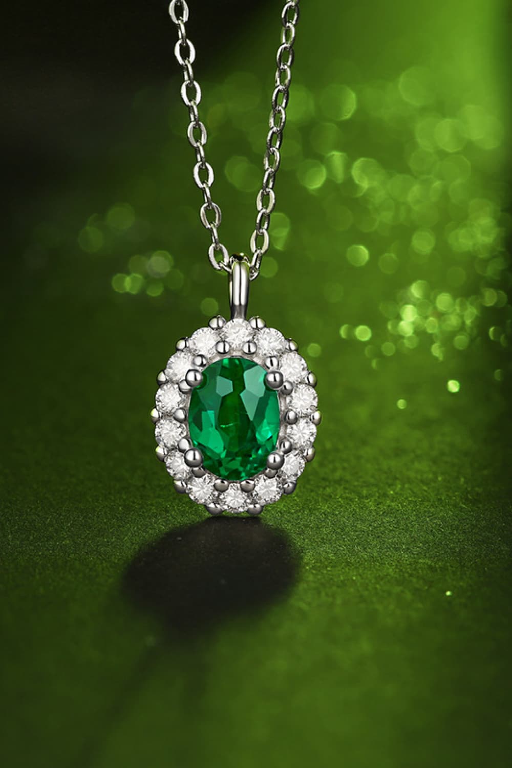 1.5 Carat Lab-Grown Emerald 925 Sterling Silver Necklace Trendsi