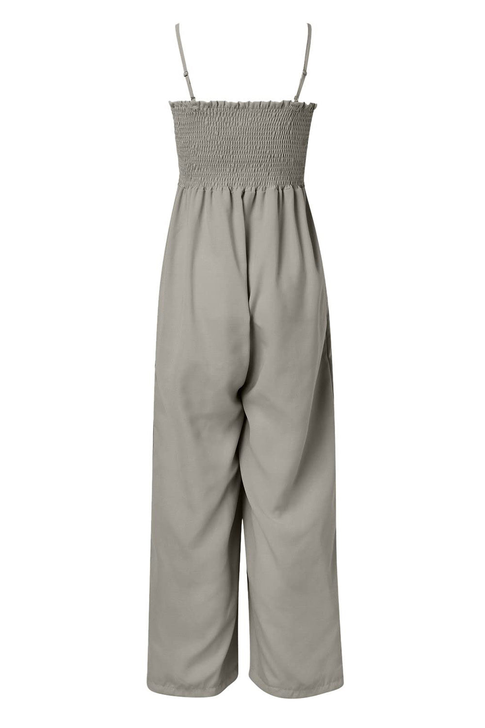 Smocked Spaghetti Strap Wide Leg Jumpsuit Trendsi