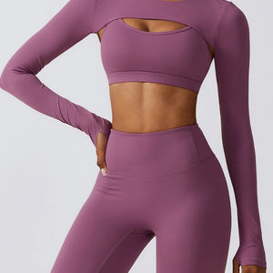 Cropped Cutout Long Sleeve Sports Top Trendsi