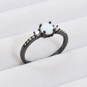 925 Sterling Silver Round Opal Ring Trendsi