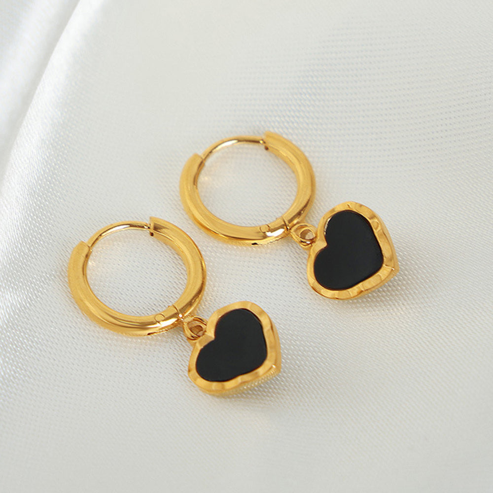 18K Gold-Plated Heart Drop Earrings Trendsi