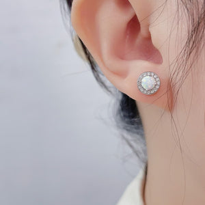 Opal 4-Prong Round Stud Earrings Trendsi