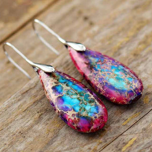 Handmade Teardrop Shape Natural Stone Dangle Earrings Trendsi