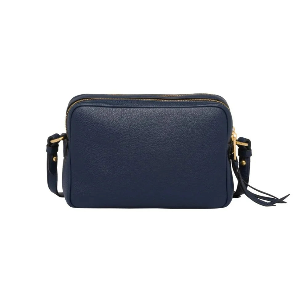 Baltico Blue Vitello Phenix Leather Double Zip Crossbody Bag 1BH079